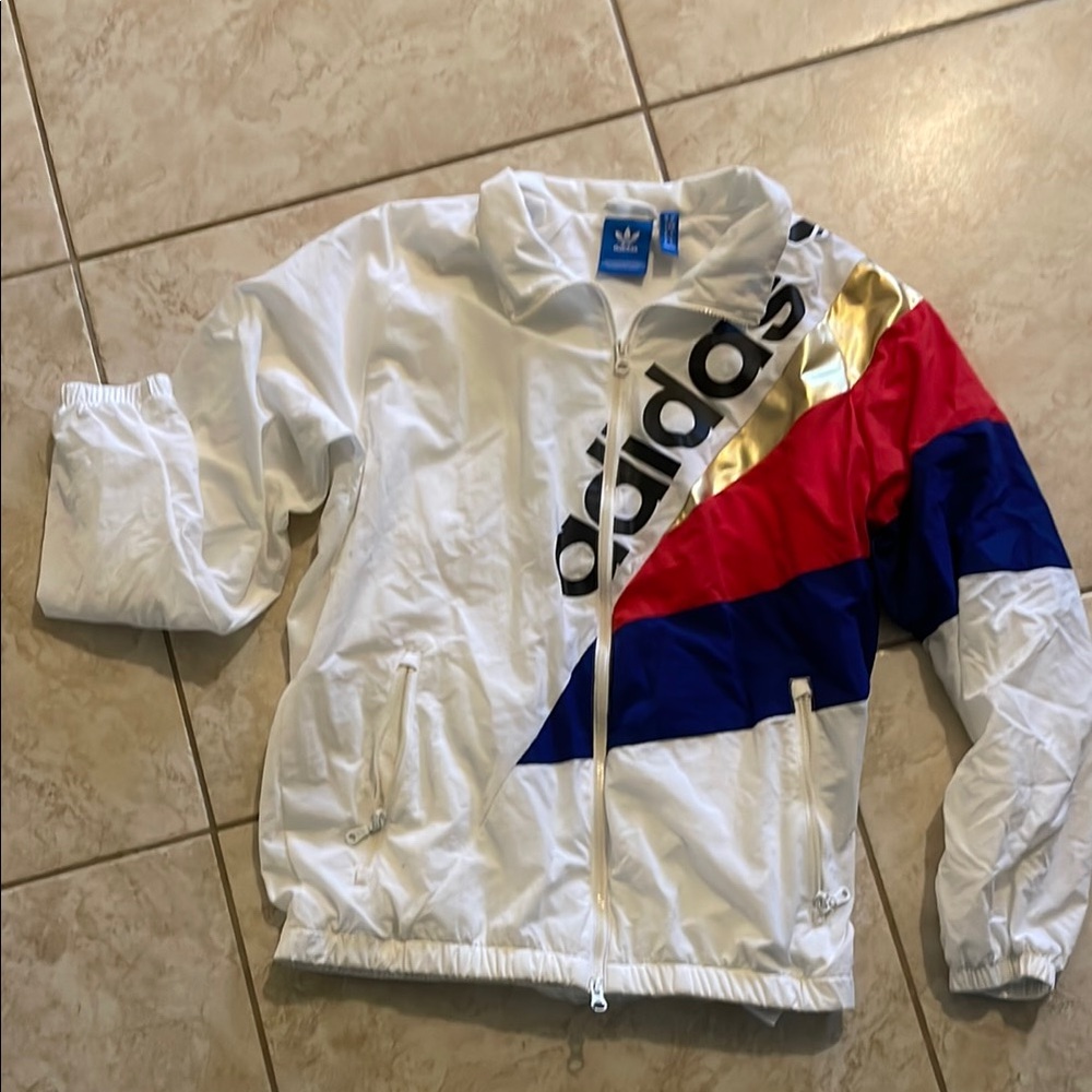 Adidas White and Blue Lightweight Water-Resistant
